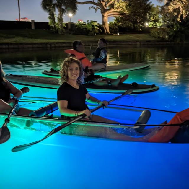 Neon night glow clear kayaks with Epic Paddle Adventures