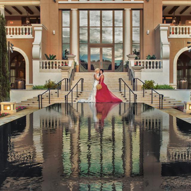 Four Seasons Resort Orlando wedding couple by water