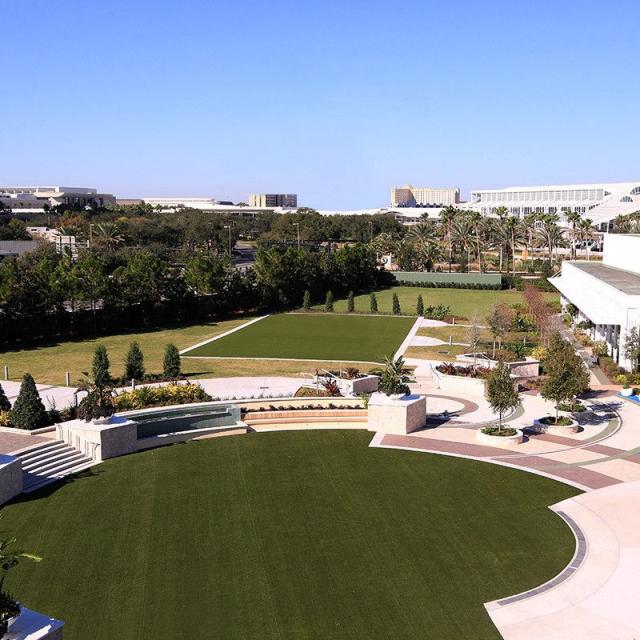 Hilton Orlando promenade with trees removed