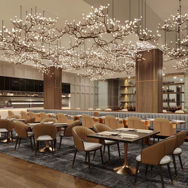 Rendering of Trabucco restaurant interior at Hilton Orlando