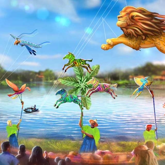 An artist rendering of Kite Tales for 50th anniversary celebration at Walt Disney World Magic Kingdom park