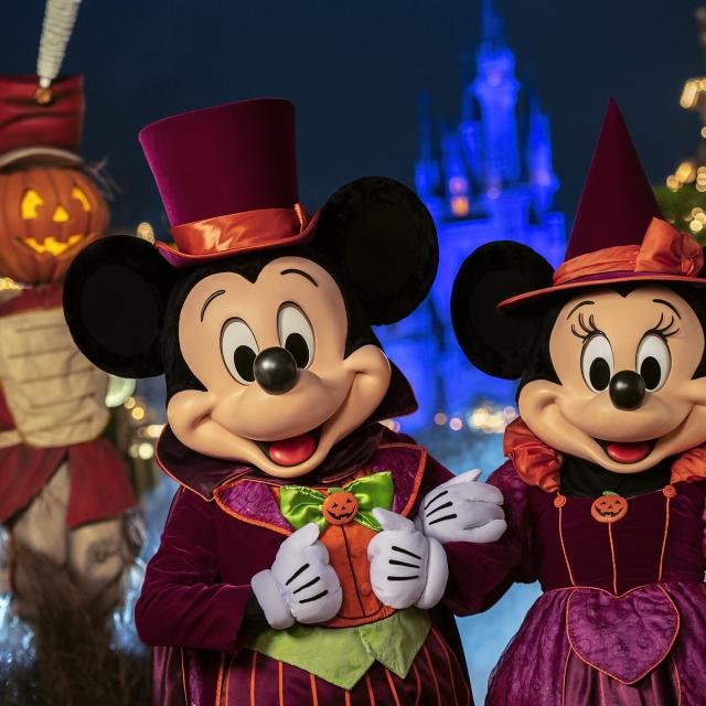 Mickey Mouse and Minnie Mouse at Mickey's Not-So-Scary Halloween Party at Walt Disney World