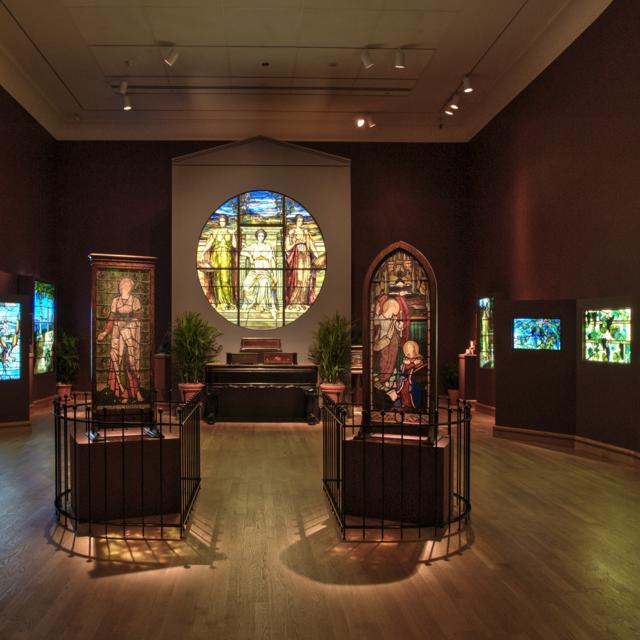 The Revival and Reform exhibit inside The Charles Hosmer Morse Museum of American Art