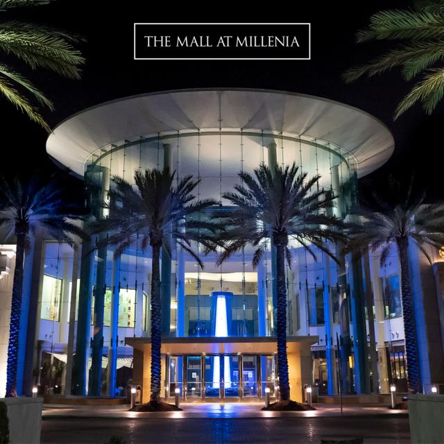Exterior of the Mall at Millenia at night cropped for Zoom background