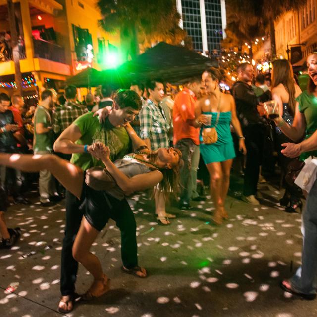 Wall St. Plaza couple dancing in crowd
