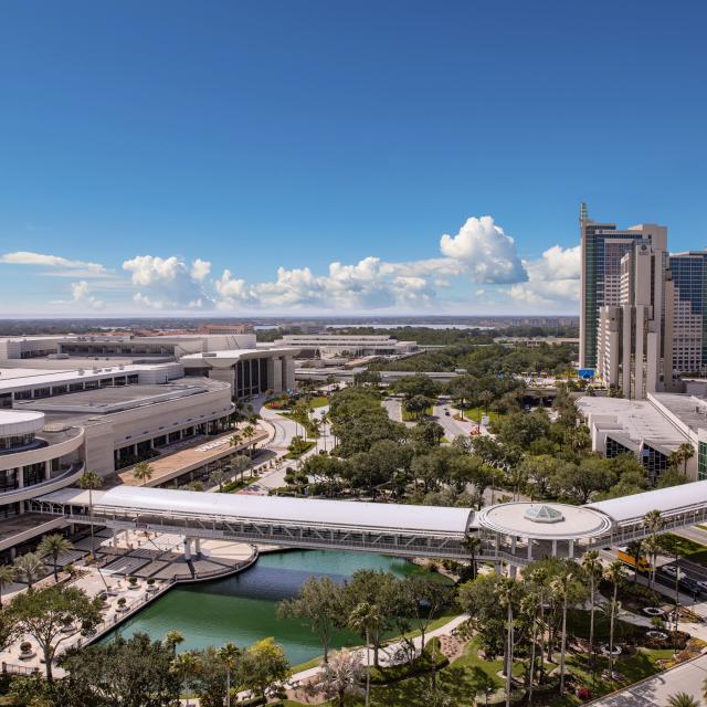 Orange County Convention Center aerial shot with connectivity bridge