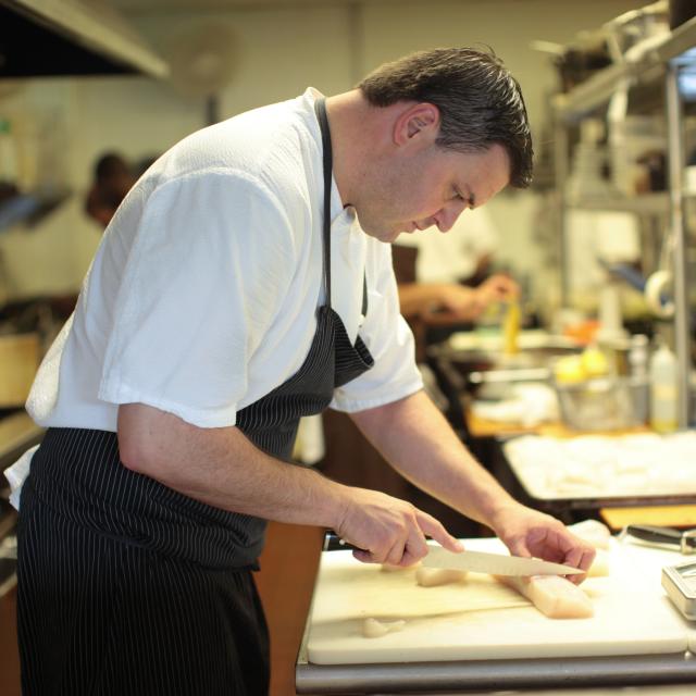 Chef James Petrakis of The Ravenous Pig restaurant