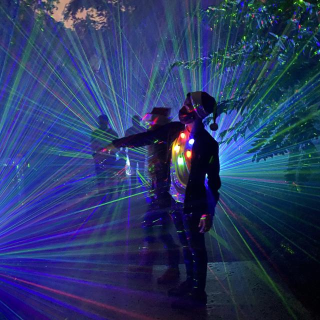 Lightbeams shining in all directions at Creative City Project Dazzling Nights