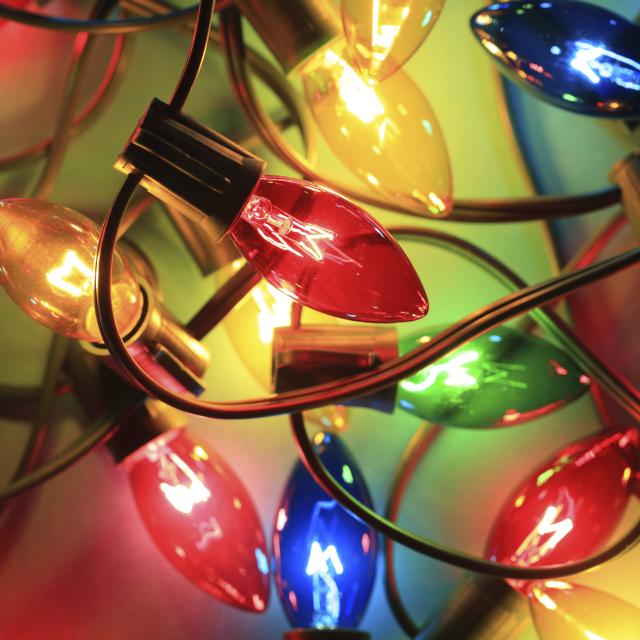 Close-up of multi-colored Christmas lights