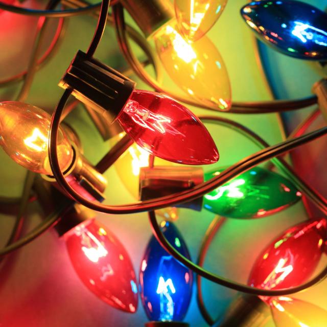 Close-up of multi-colored Christmas lights