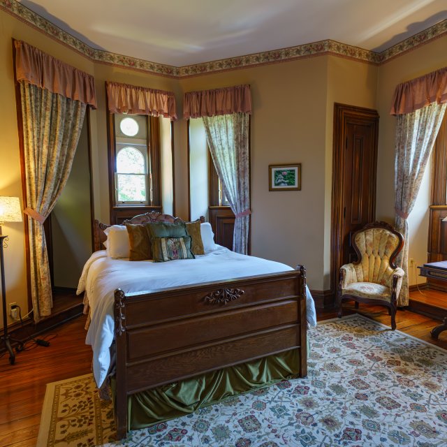 Inside of a sleeping room at the Harry Packer Mansion Inn in Jim Thorpe PA
