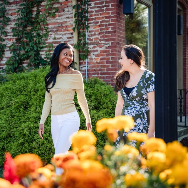 Two women enjoying a stroll in the streets of downtown Stroudsburg PA