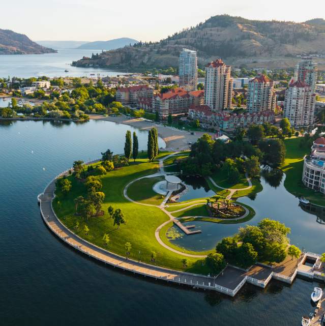 Downtown Kelowna During Summer Aerial 25