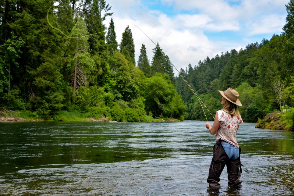 Woman Fly Fishing on the McKenzie River