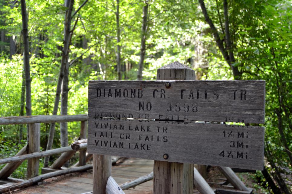 Diamond Creek Falls Trail Sign