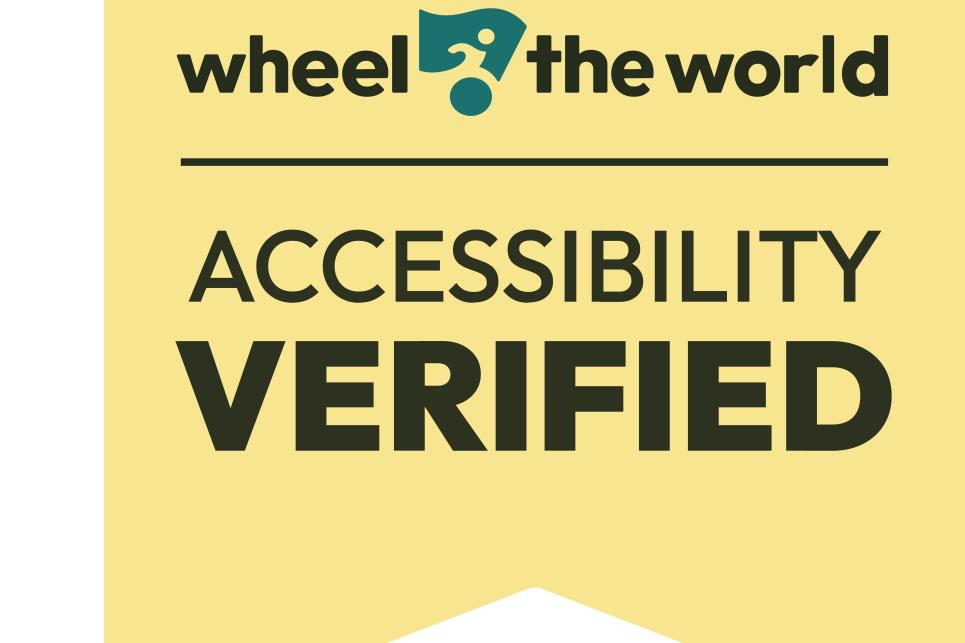A badge that says Accessibility Verified Wheel the World with their logo.