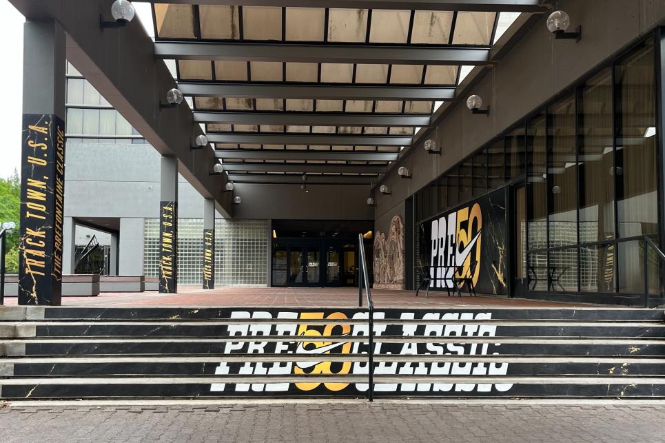 Pre50Classic is written on the steps going up into the Graduate Hotel.