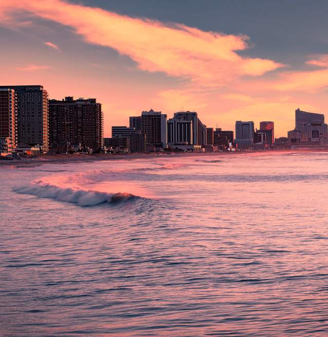Atlantic City Beach Skyline at Sunset