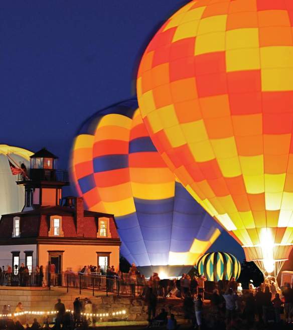 Balloons at night during Saratoga Balloon & BBQ Festival