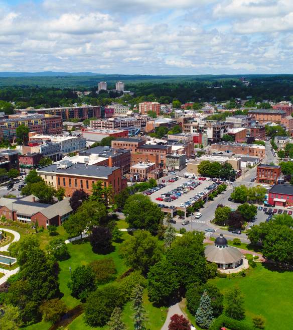 Aerial shot of Saratoga Springs