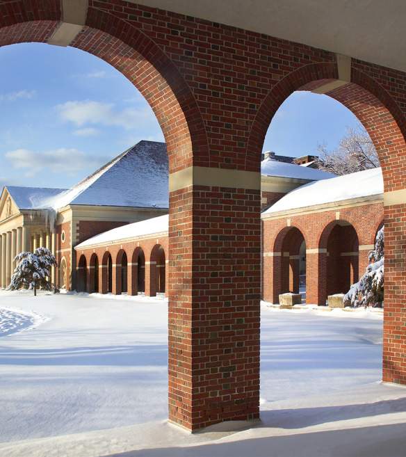 Hall of springs arches in the snow