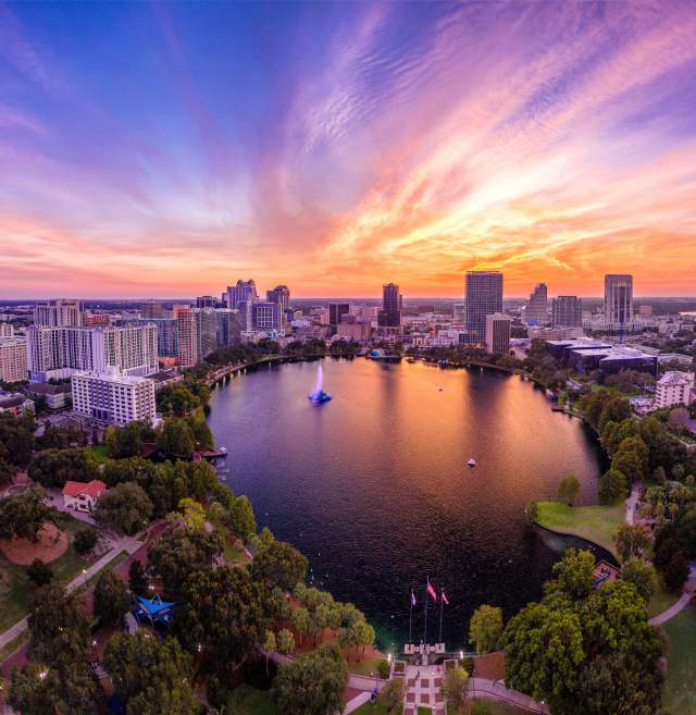 Orlando Main Streets lake eola aerial