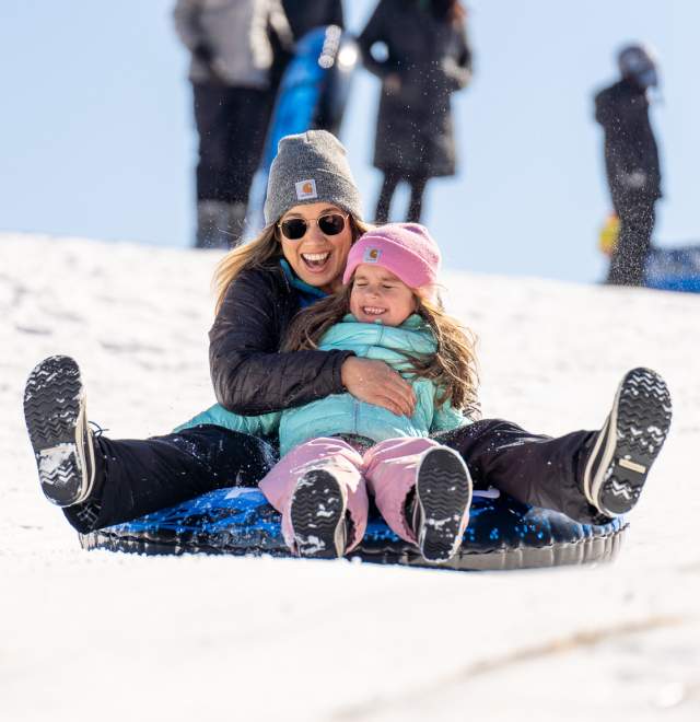 Silver Creek Sledding Mom and Daughter