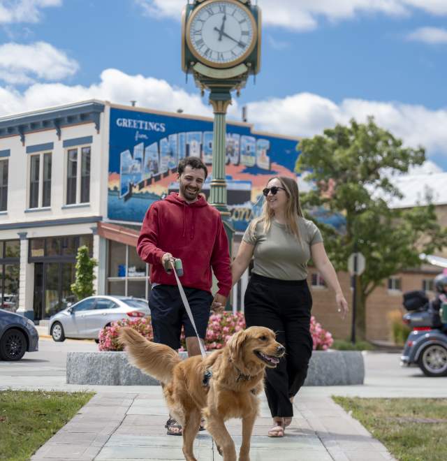 Ty, Paige and Sylvie Downtown by Clock