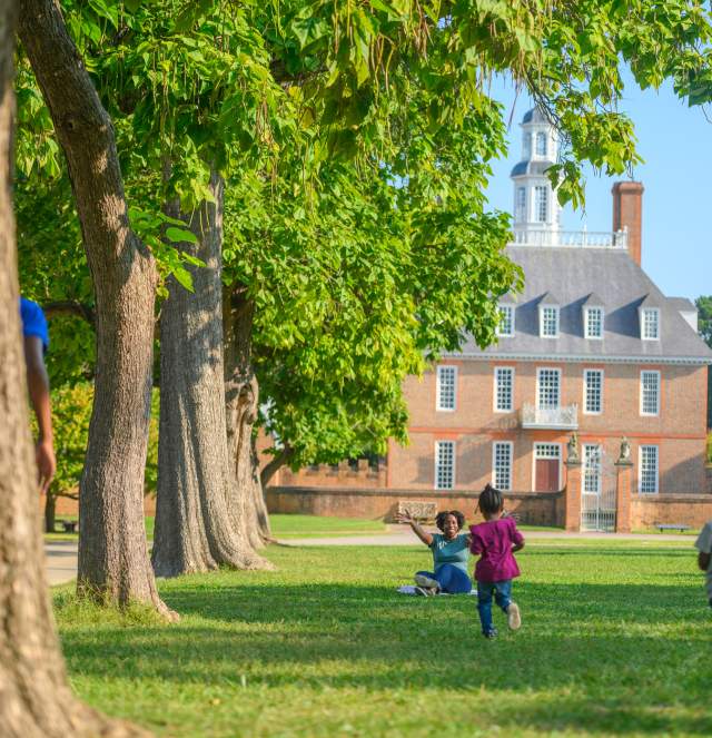 Family on the Governor's Palace Lawn