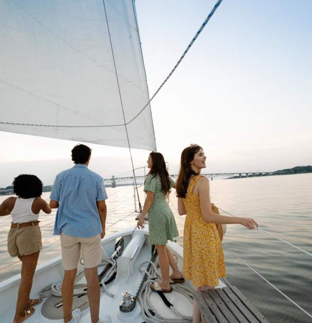 Group of Friends on the Schooner Alliance Sail Boat