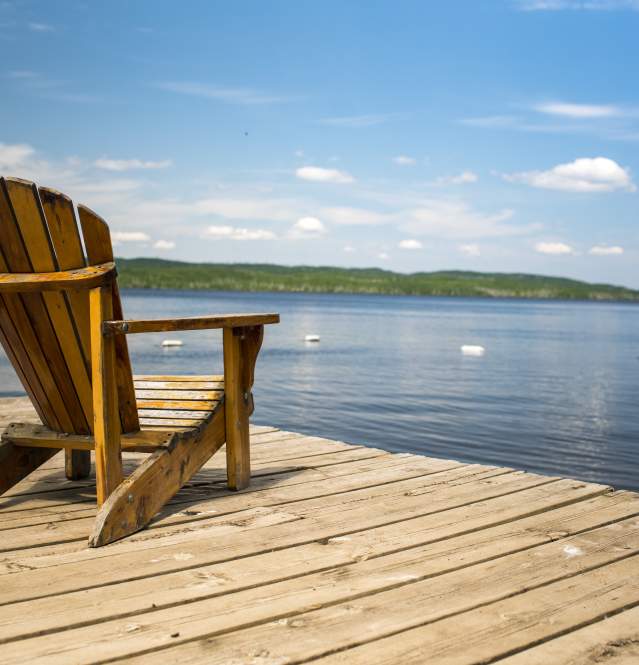 Chair on dock on Gunflint Lake