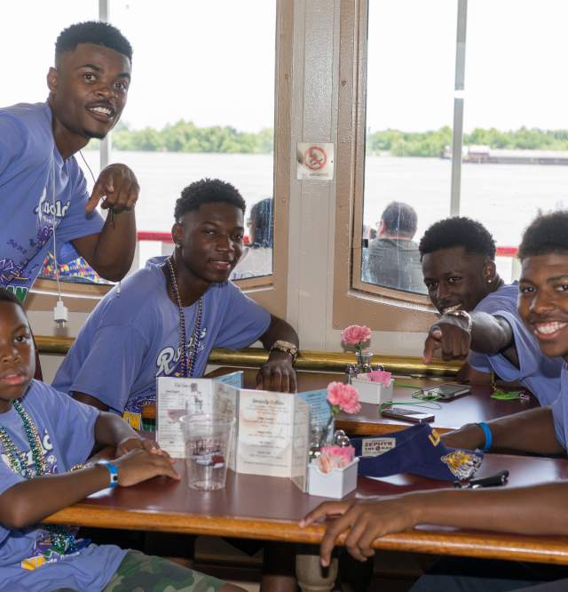 Family reunion, riverfront, French Quarter, Steamboat Natchez