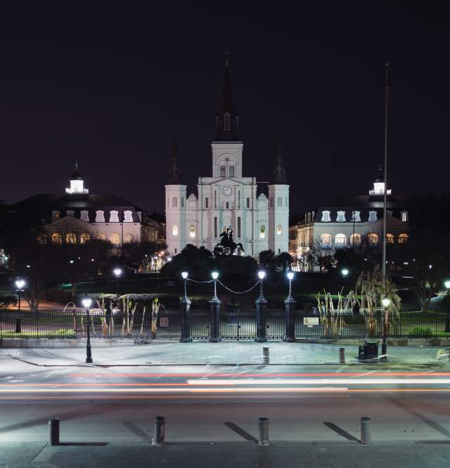Jackson Square and St. Louis Cathedral at night
