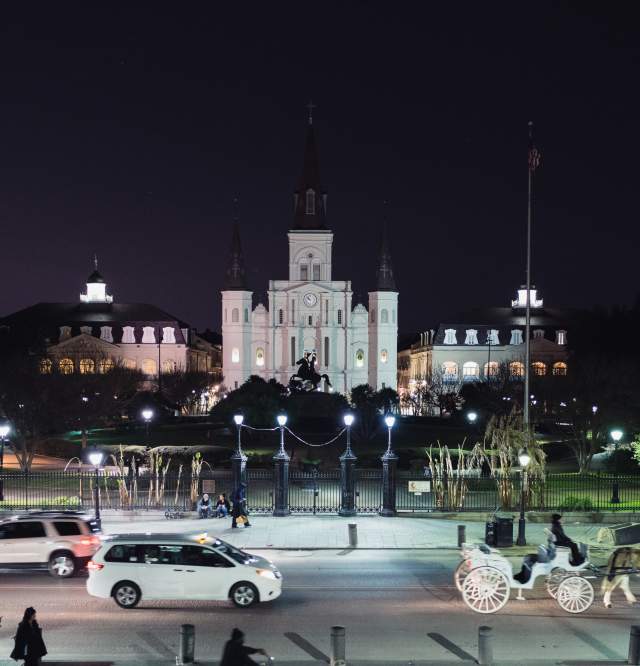 Jackson Square and St. Louis Cathedral at night