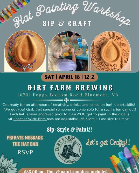 Sip & Craft Hat Painting Party At Dirt Farm