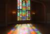 Colorful stained glass reflection inside Louisiana's Old State Capitol