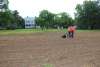 Rolling soil to flatten after seed planting