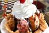 Waffle cone sundae at Made in the Shade Ice Cream in Englewood, Florida