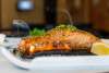 Cedar Plank Salmon on the table