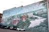 wall mural of historic downtown buildings