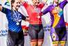 Cyclists celebrate on the podium at 2022 Easton Twilight Criterium in Easton, Pa.