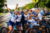 Team riders celebrate at the 2022 Easton Twilight Criterium in Easton, Pa.