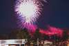 Fireworks burst across the night sky to celebrate the 2022 Easton Twilight Criterium in Easton, Pa.