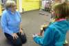 Judy Eckblad with visitor