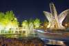The Convergence sculpture at Promenade Park lights up the night