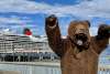 Haines has a welcoming bear that meets cruise ship guests with a hug as they arrive to town!