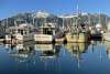 Reflections of boats at the Haines downtown Harbor