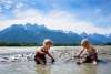 Babies playing on the chilkat side on the flats