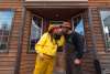 Beer Cheers couple in front of the Klondike during beerfest