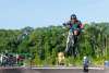 Biker jumping at the pump track